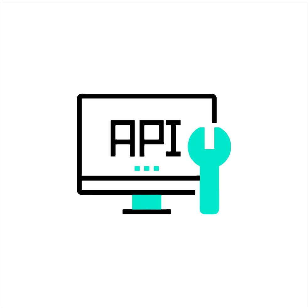 Api icon with a wrench on top of a computer vector