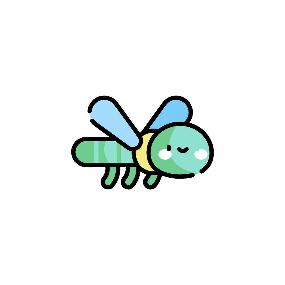 A cute little insect with a blue and green color scheme vector