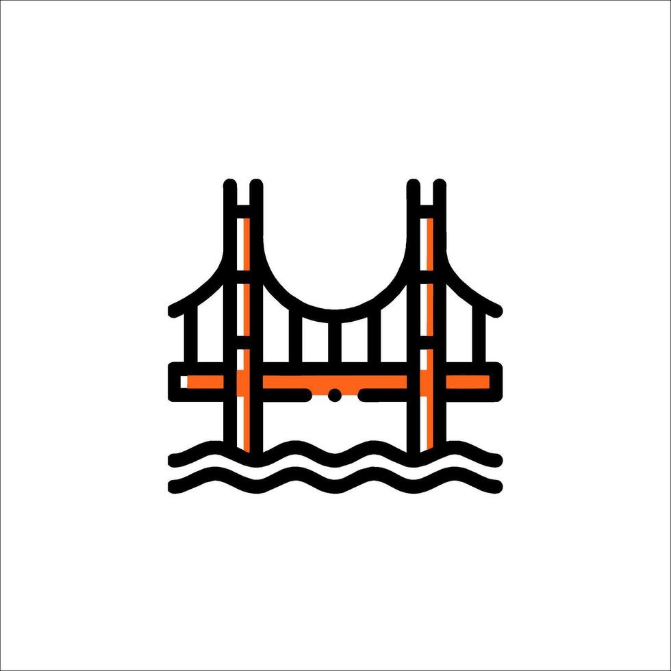 A bridge over water with orange and black lines vector