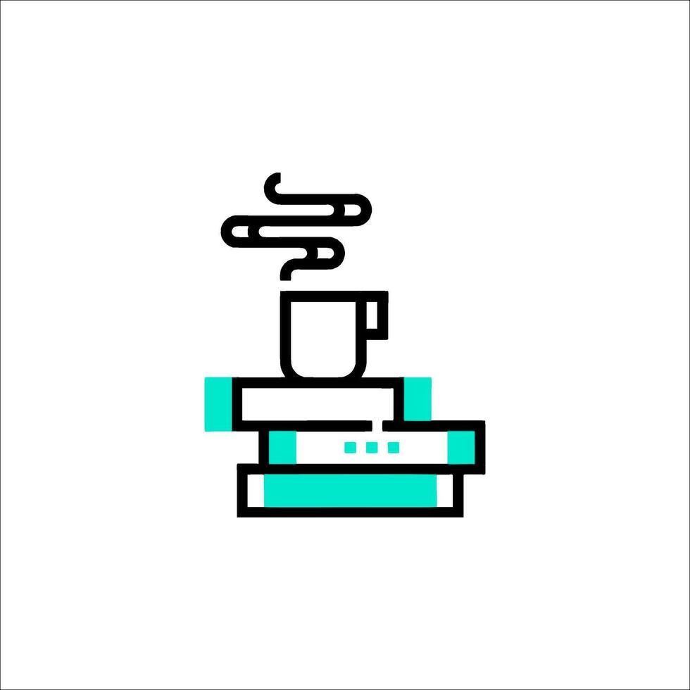 A coffee cup and books on a table vector
