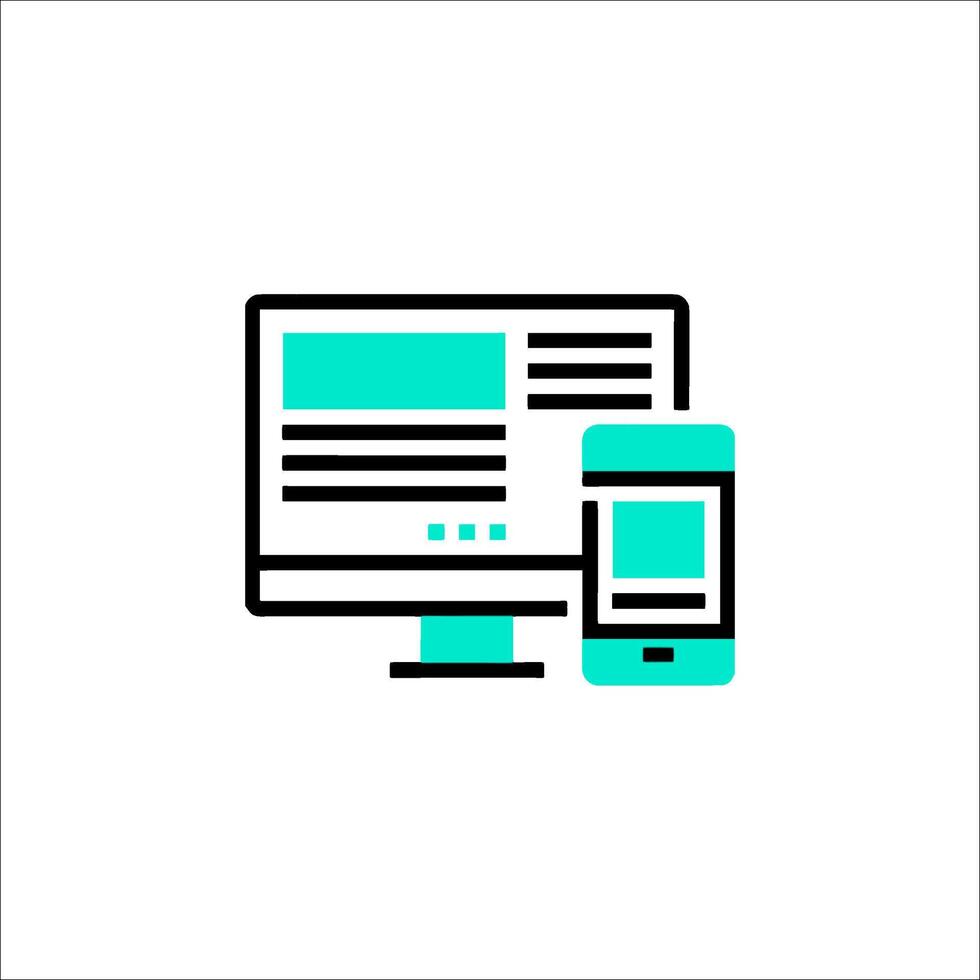 A computer and phone icon on a white background vector