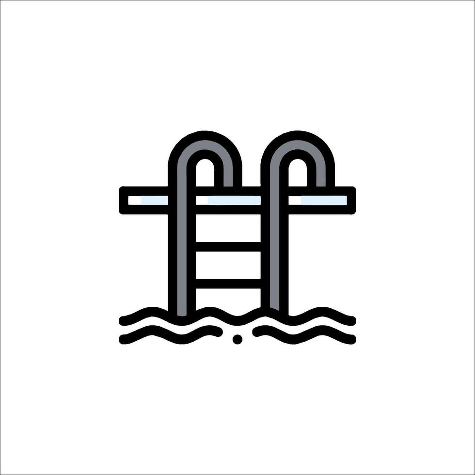 A swimming pool with a ladder on top vector