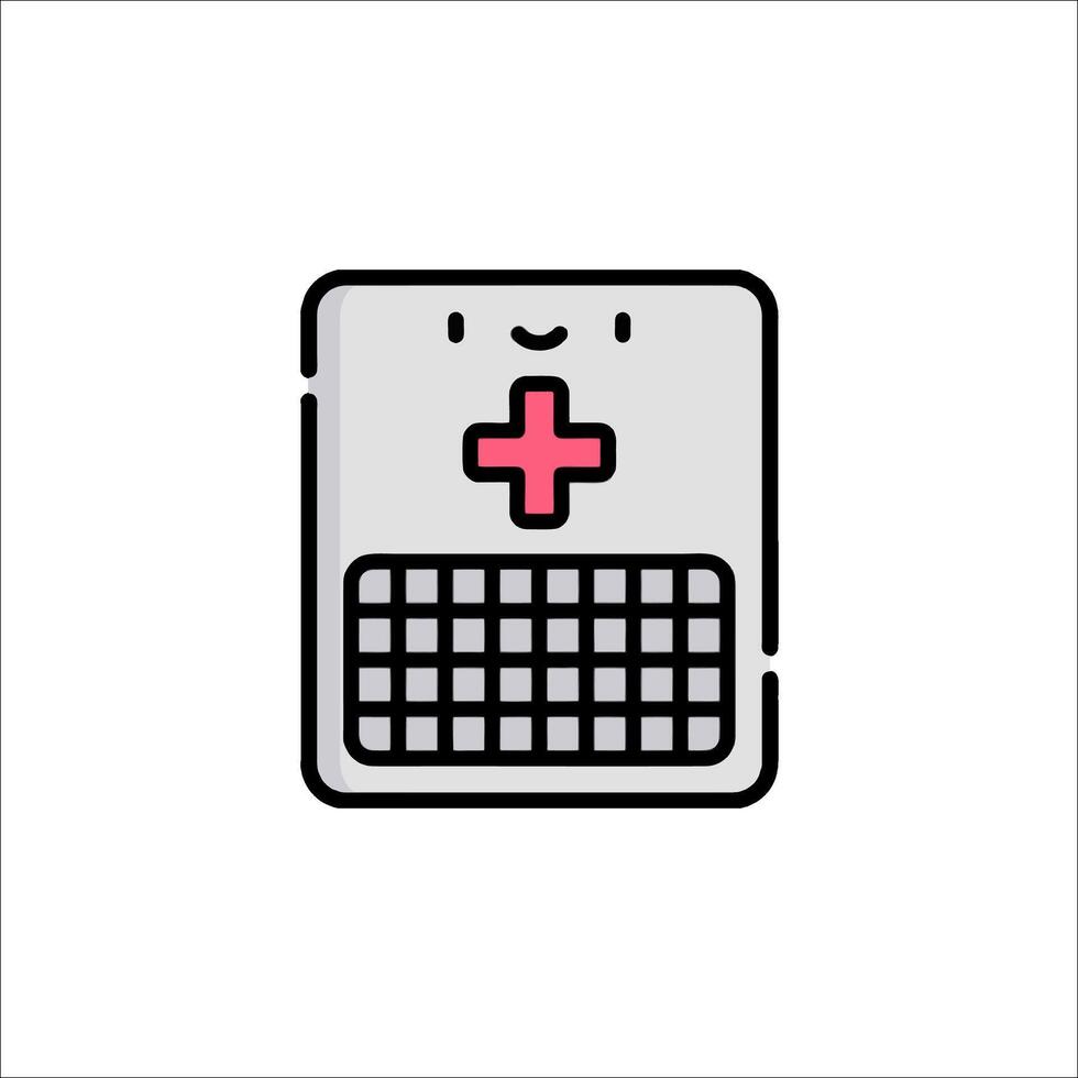 A medical device icon with a cross on it vector