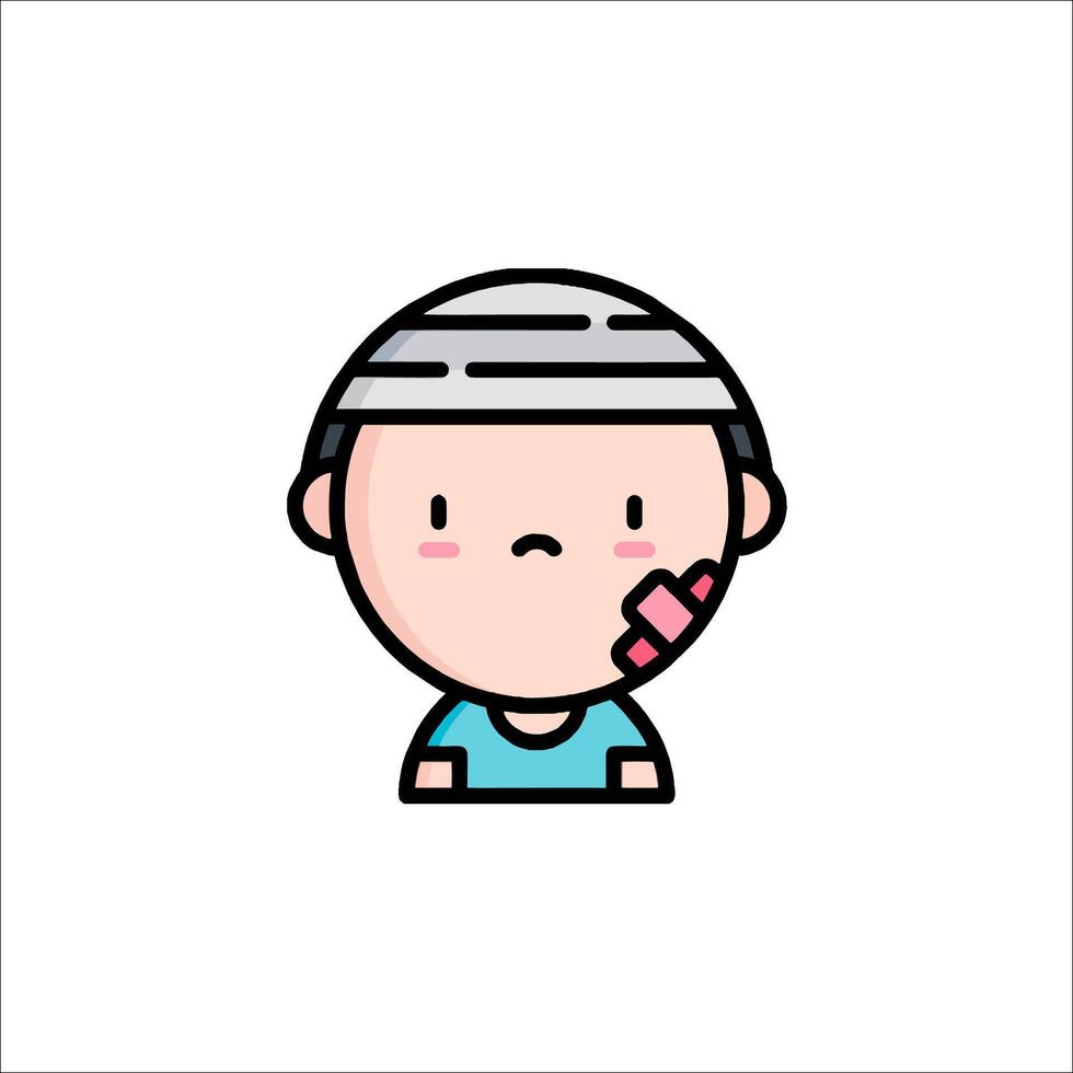 A cartoon character with a toothbrush in his mouth vector