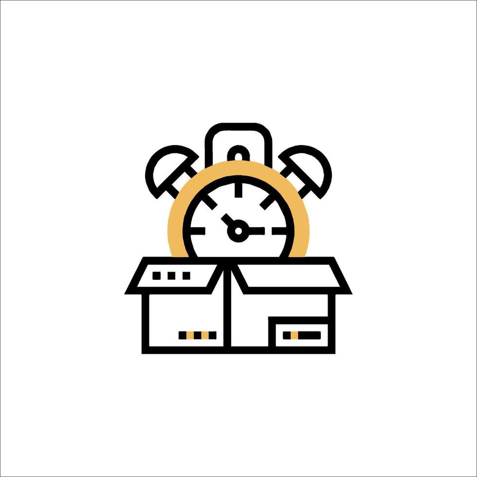 A clock and boxes on a white background vector