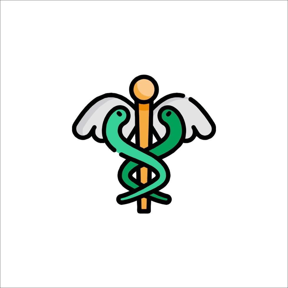 Medical symbol with snake and wings vector