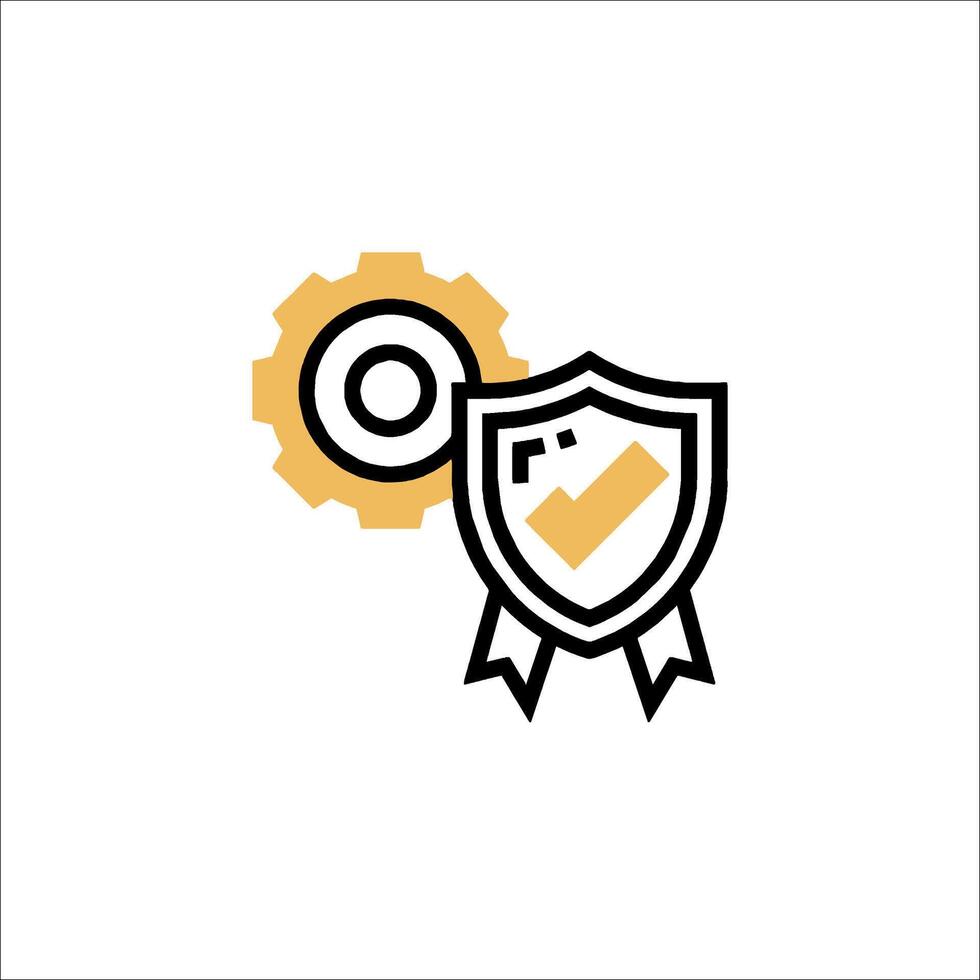 A shield with a check mark and a gear vector