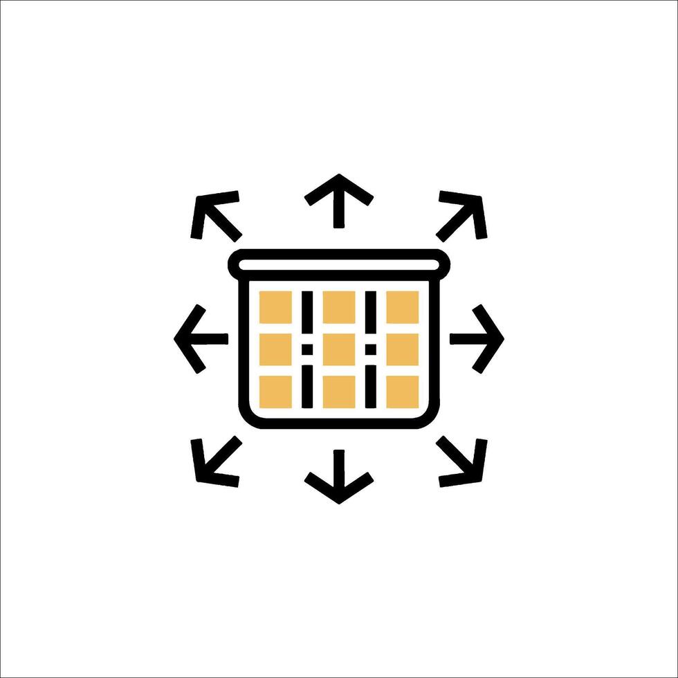 A box with arrows pointing to it vector