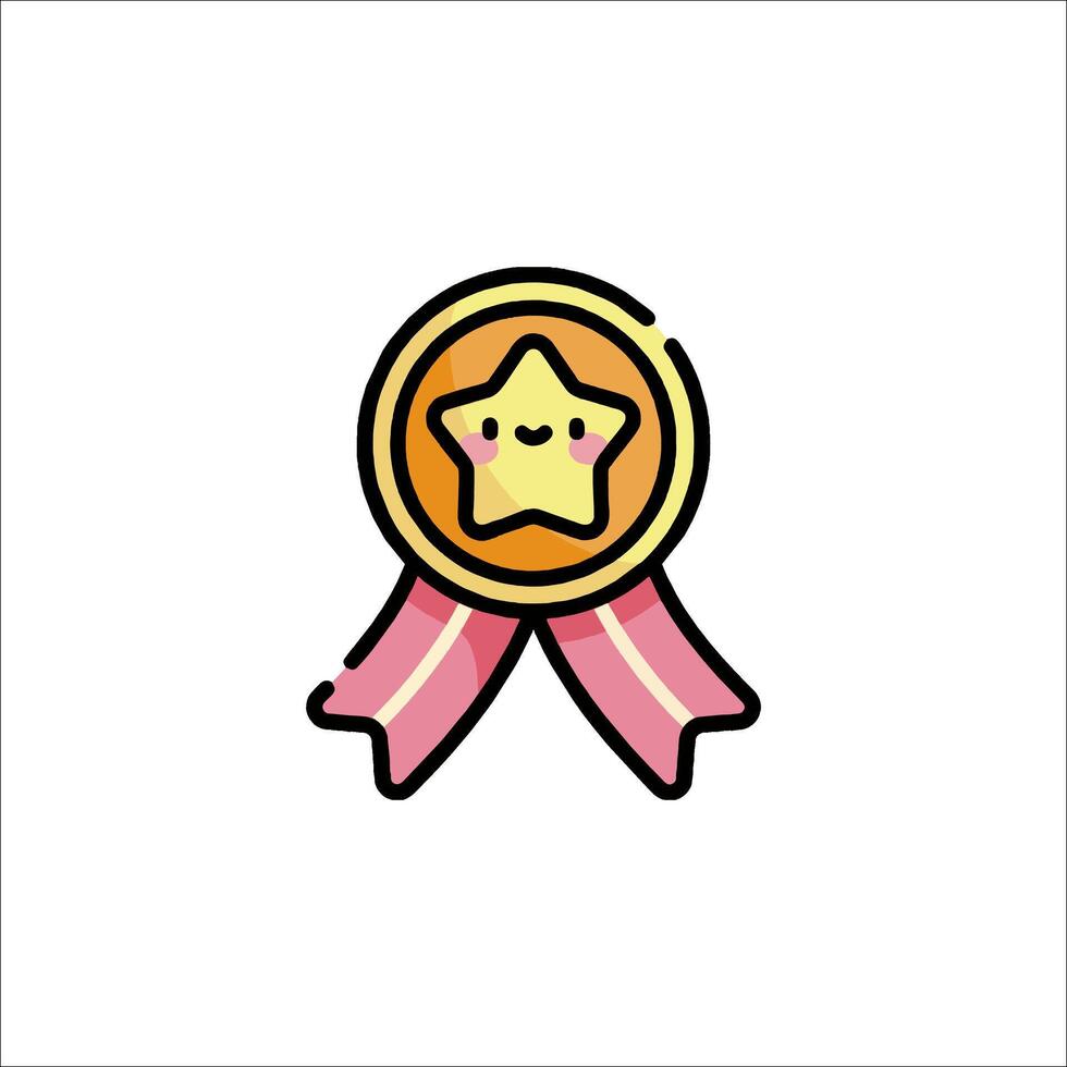 A star award with a ribbon and a smiley face vector