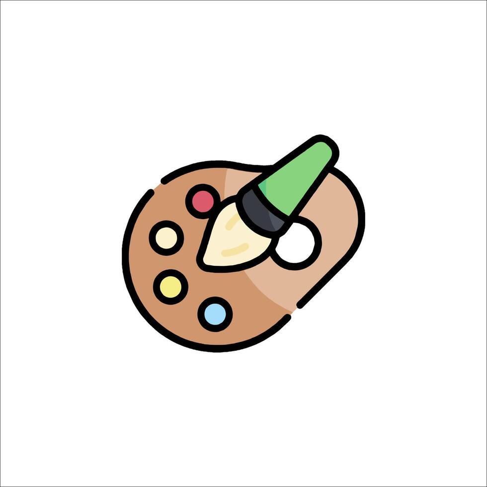 A paint palette with a brush on it vector