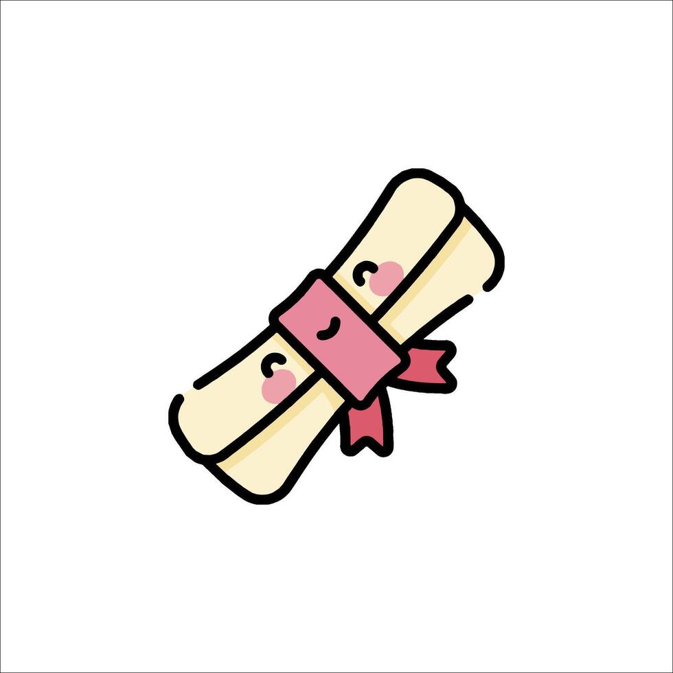 A cartoon roll of paper with a pink ribbon vector