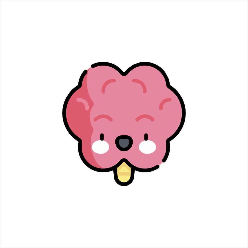 A pink ice cream cone with a face on it vector