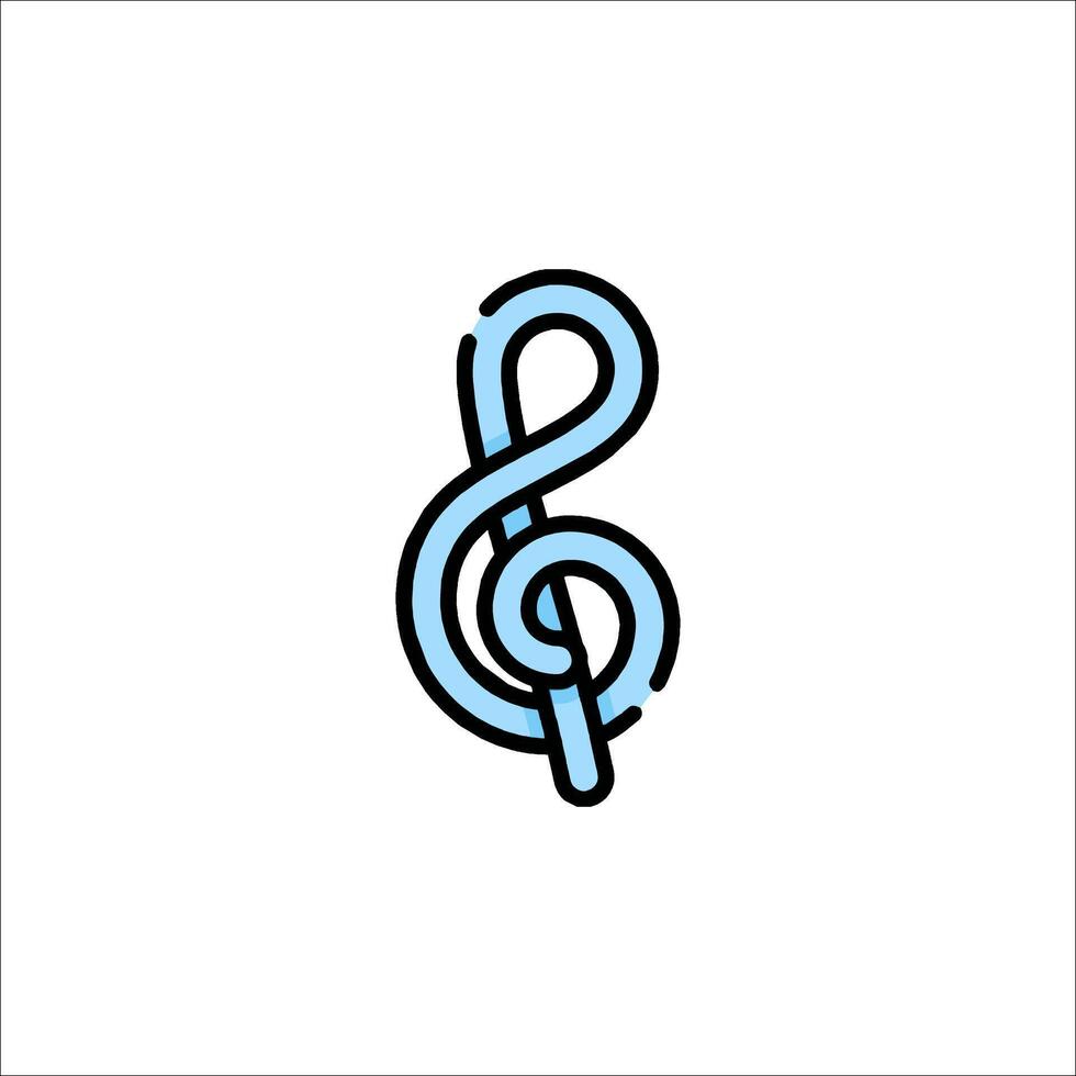 A musical note icon with a treble clef vector