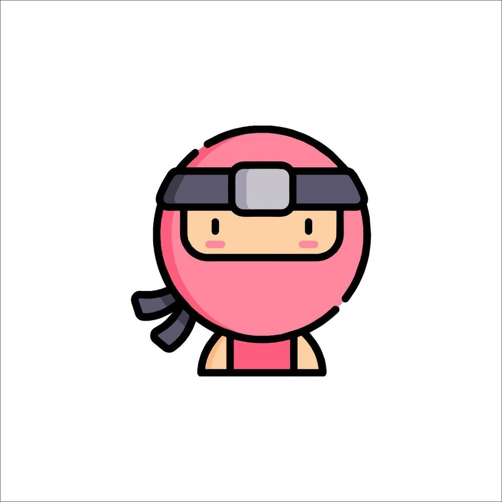 A cartoon ninja with a pink hat and black bandana vector