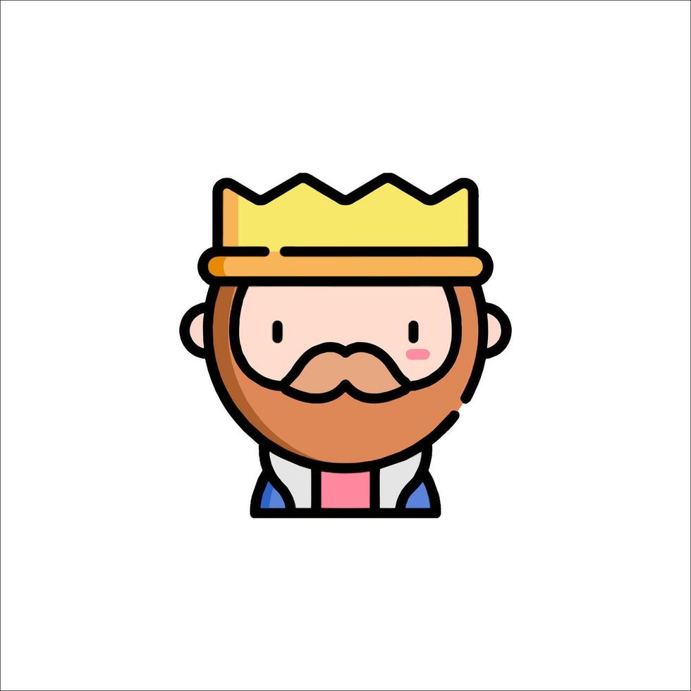 A cartoon king with a beard and a crown vector