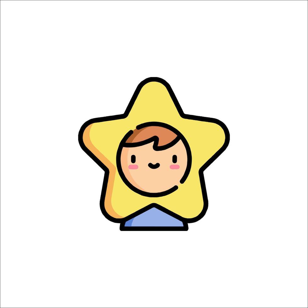 A cartoon star with a boy's face on it vector