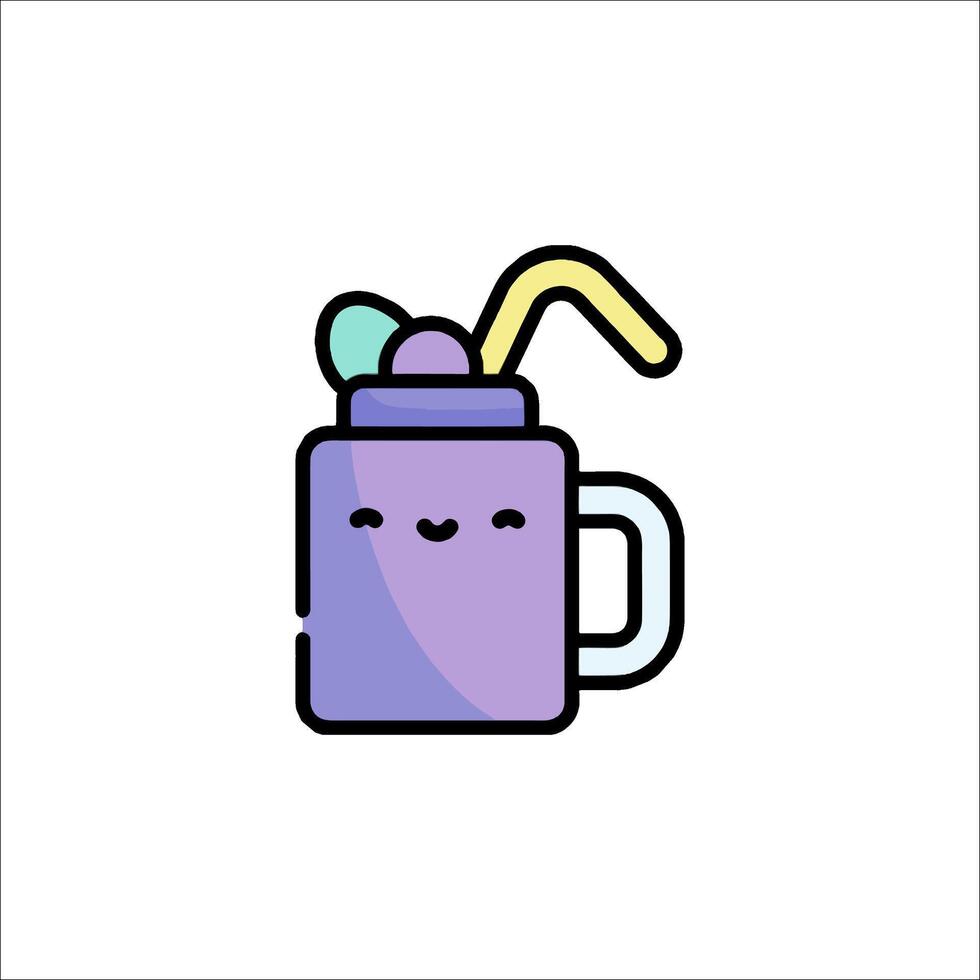 A purple drink with a straw and a smiley face vector