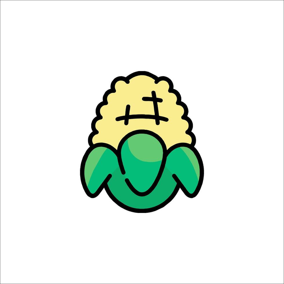 A cartoon corn head with a smile on its face vector