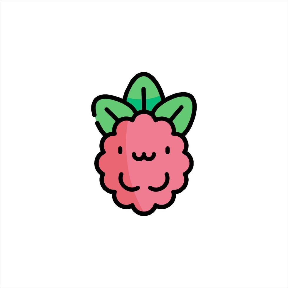 A cute little raspberry with a green leaf on it vector