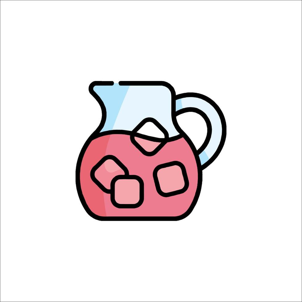 A pitcher of juice with cubes in it vector