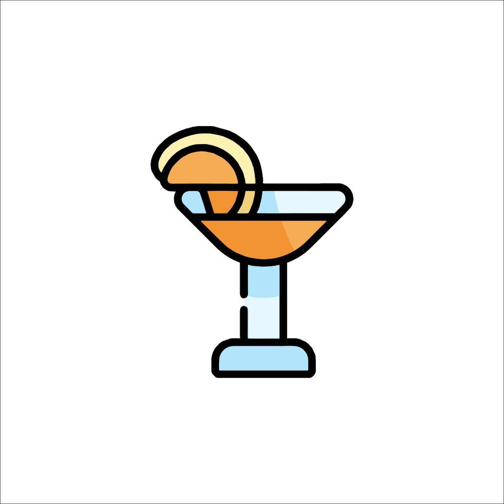 A martini with orange slice on top vector