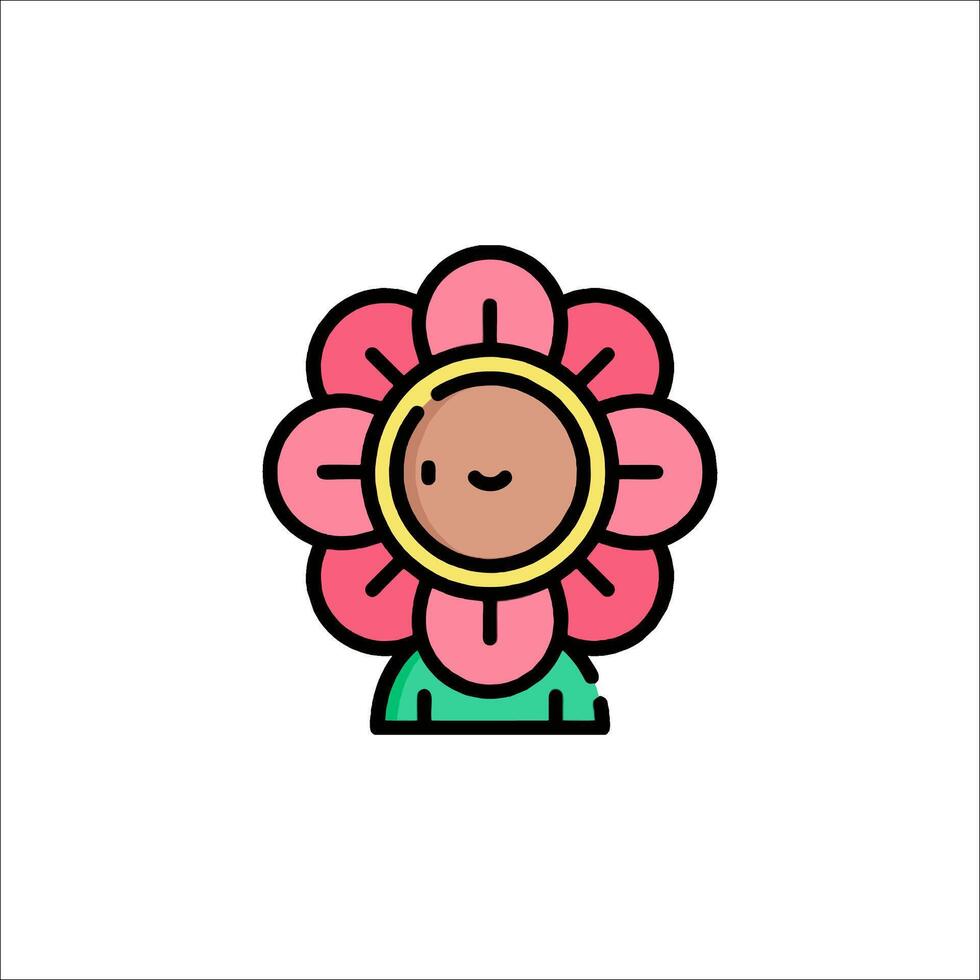A cartoon character with a flower in its head vector