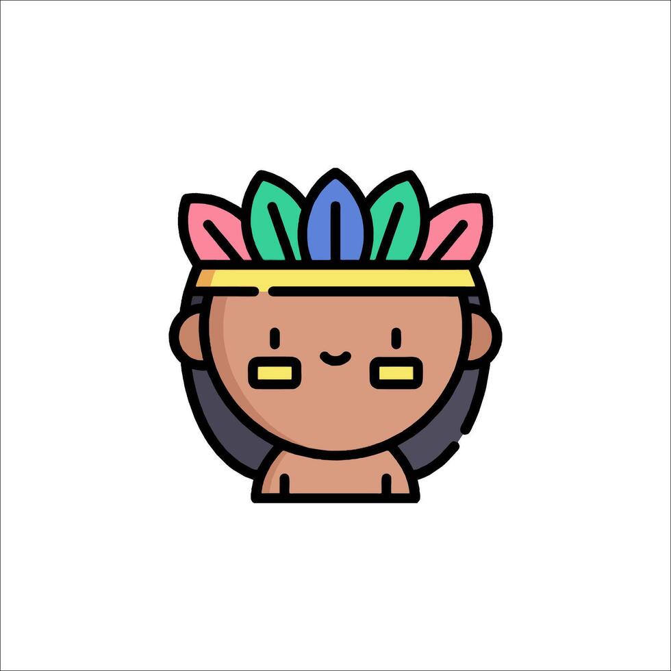 A cartoon native american man wearing a headdress vector