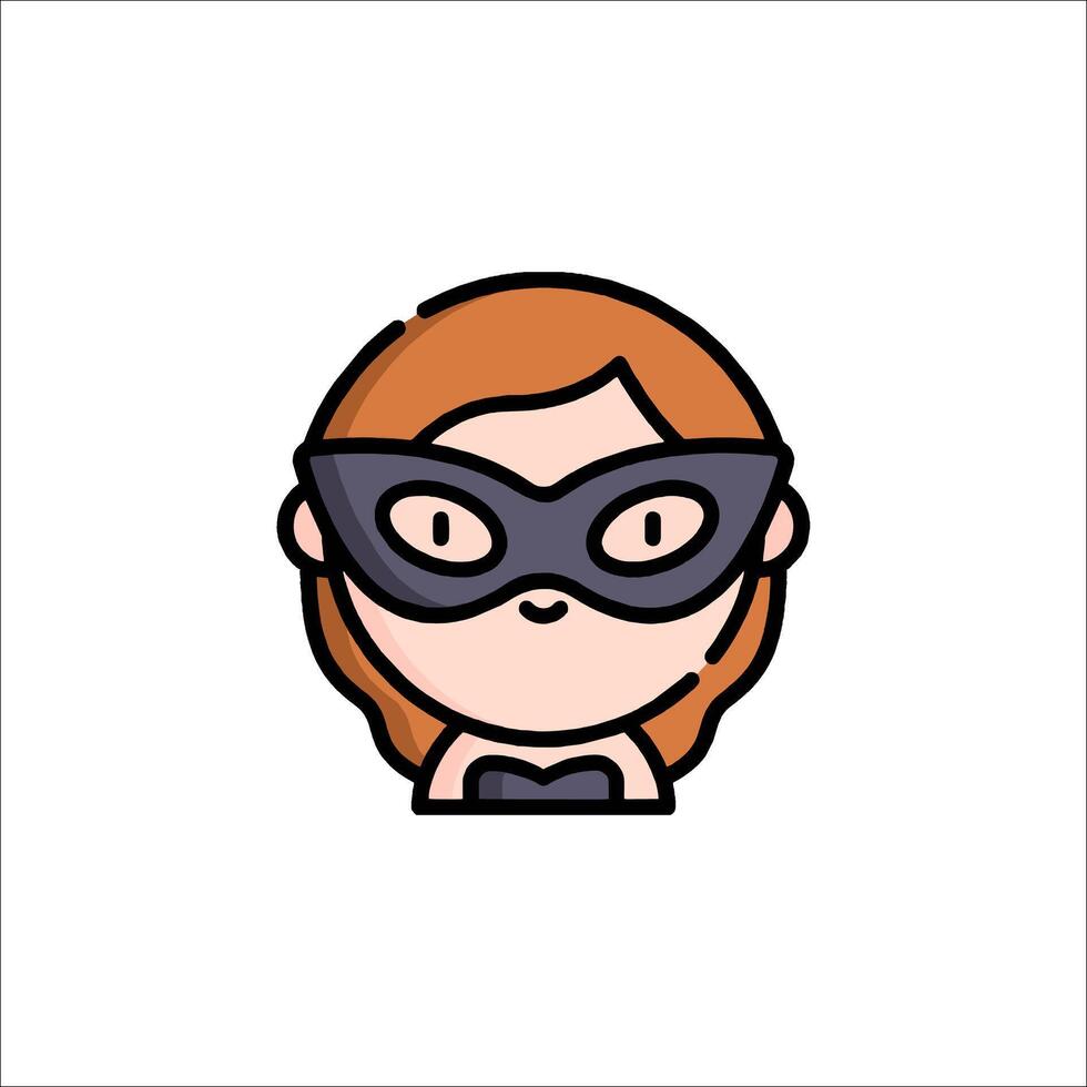 A cartoon girl wearing a mask and a black cape vector