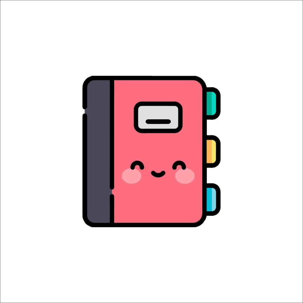 A cute pink notebook with a smiley face vector