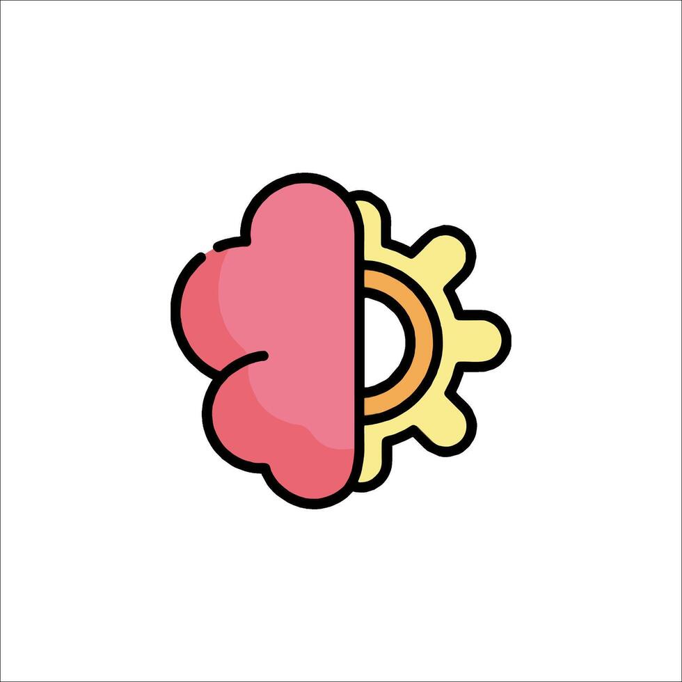 Brain and gear icon illustration vector