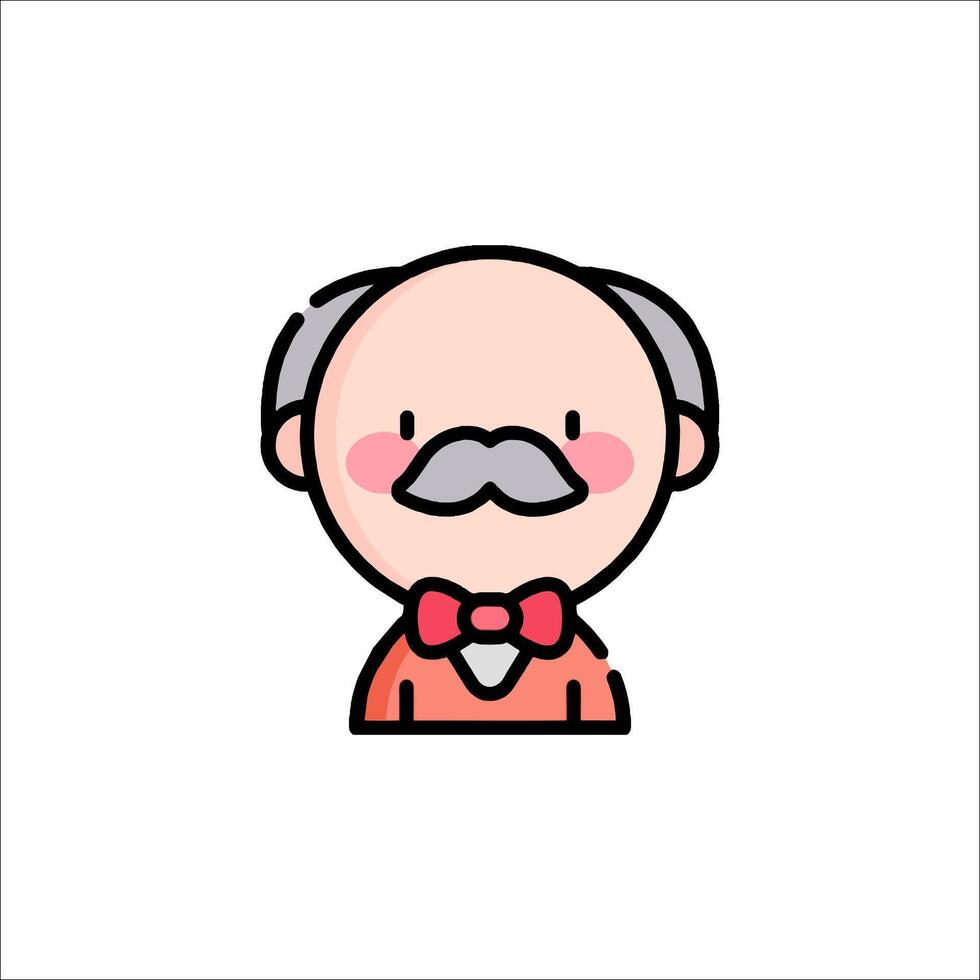 An old man with a mustache and bow tie vector