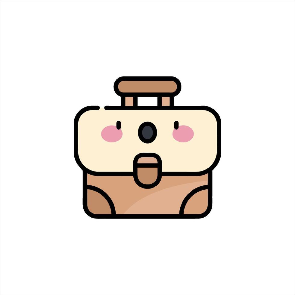 A cute little suitcase icon with a face vector