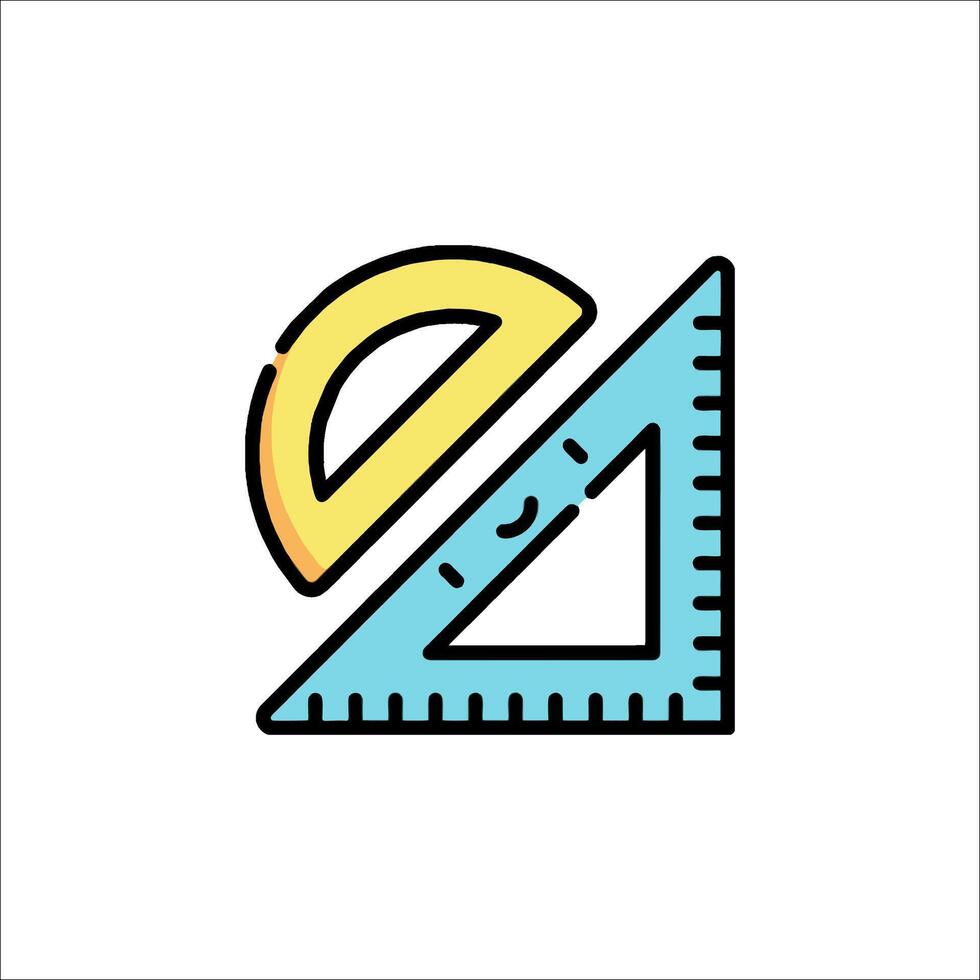 A blue and yellow triangle with a ruler on it vector