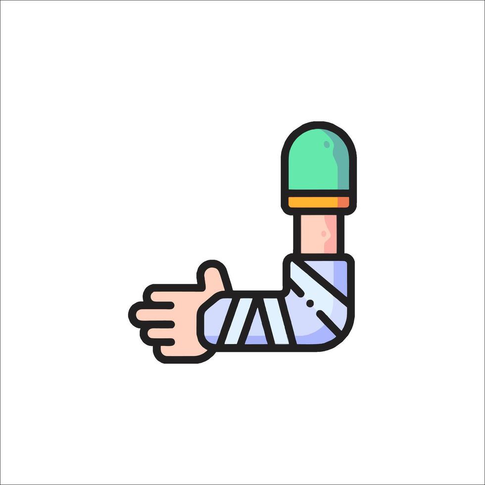 A hand with bandages and a bandage on it vector