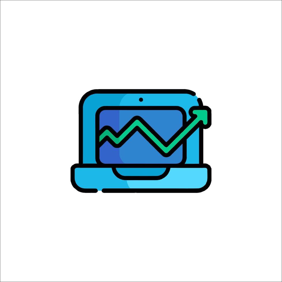 A laptop with an arrow going up on it vector