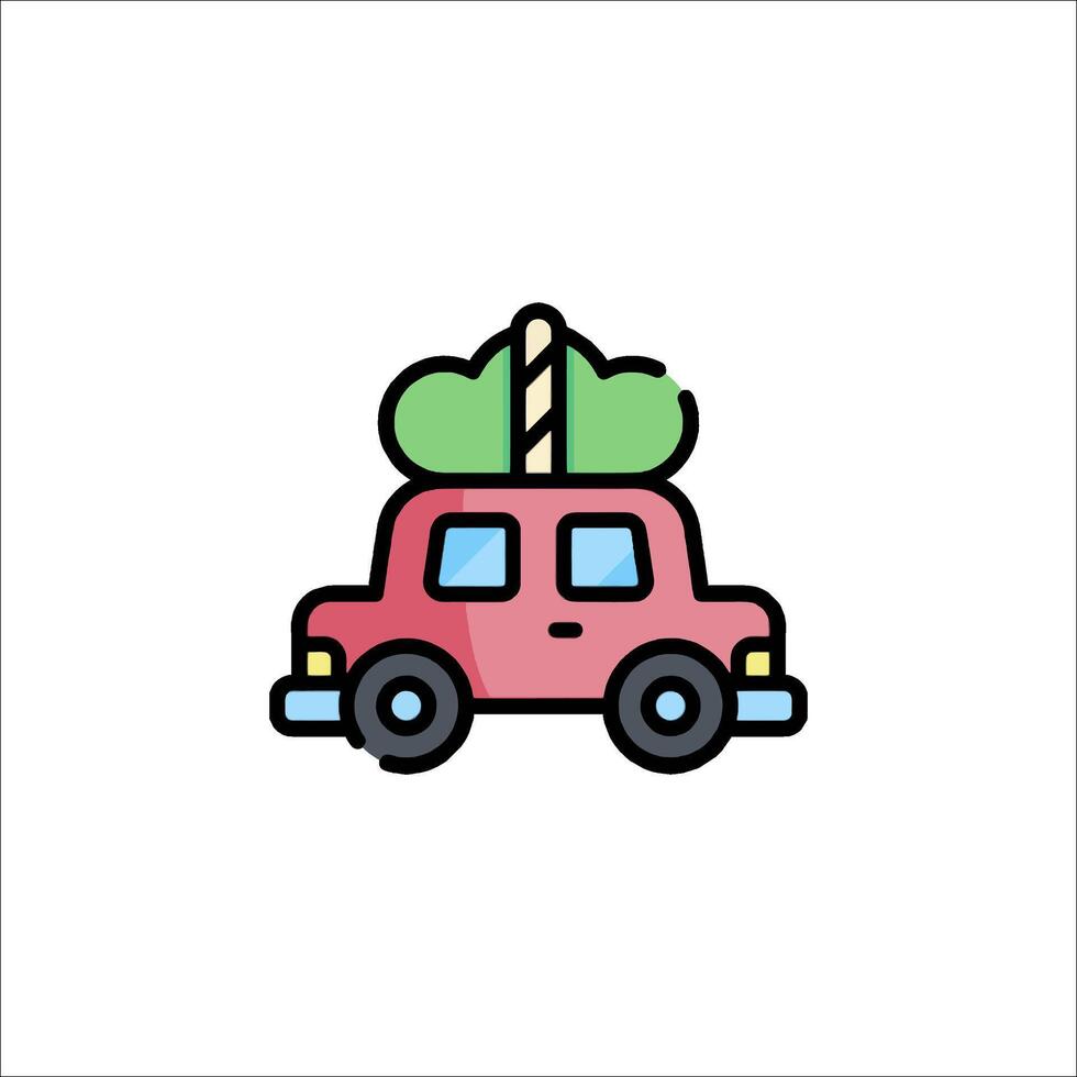 A car with a christmas tree on top of it vector
