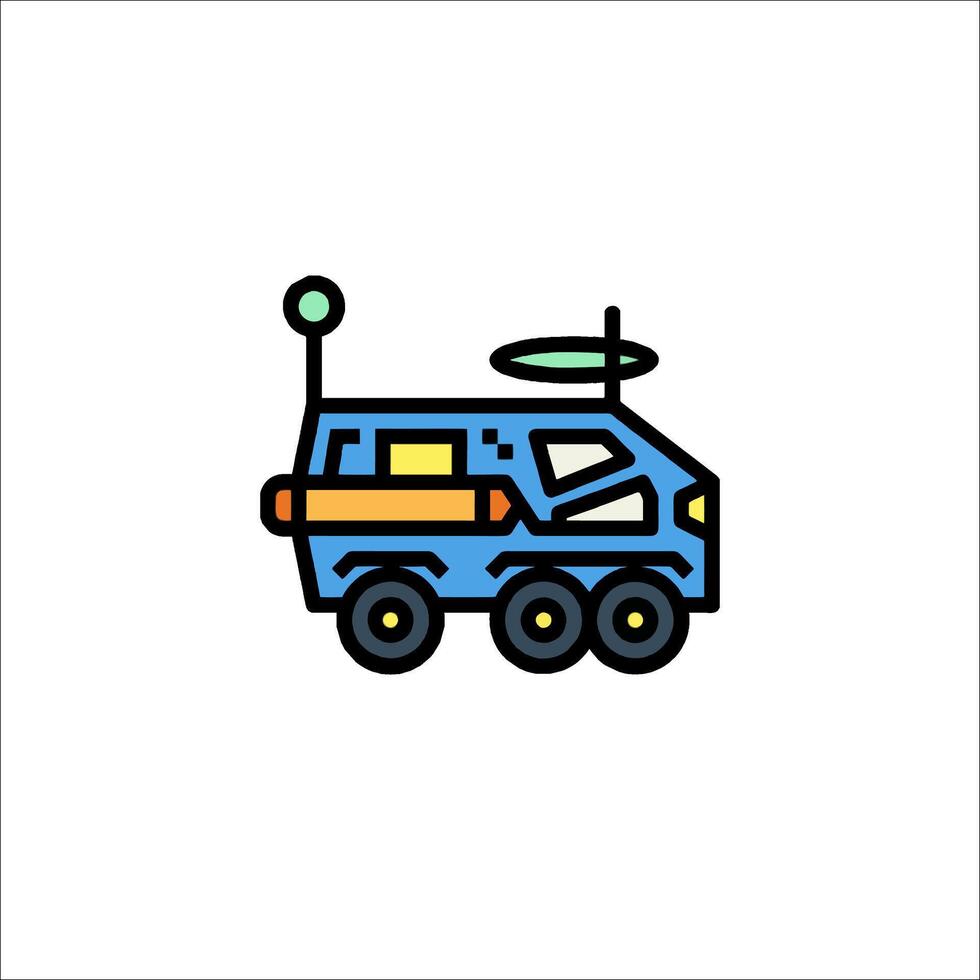 A cartoon vehicle with a surfboard on top vector