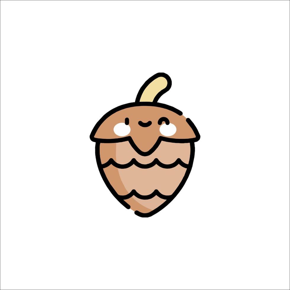 A cartoon acorn with a smile on its face vector