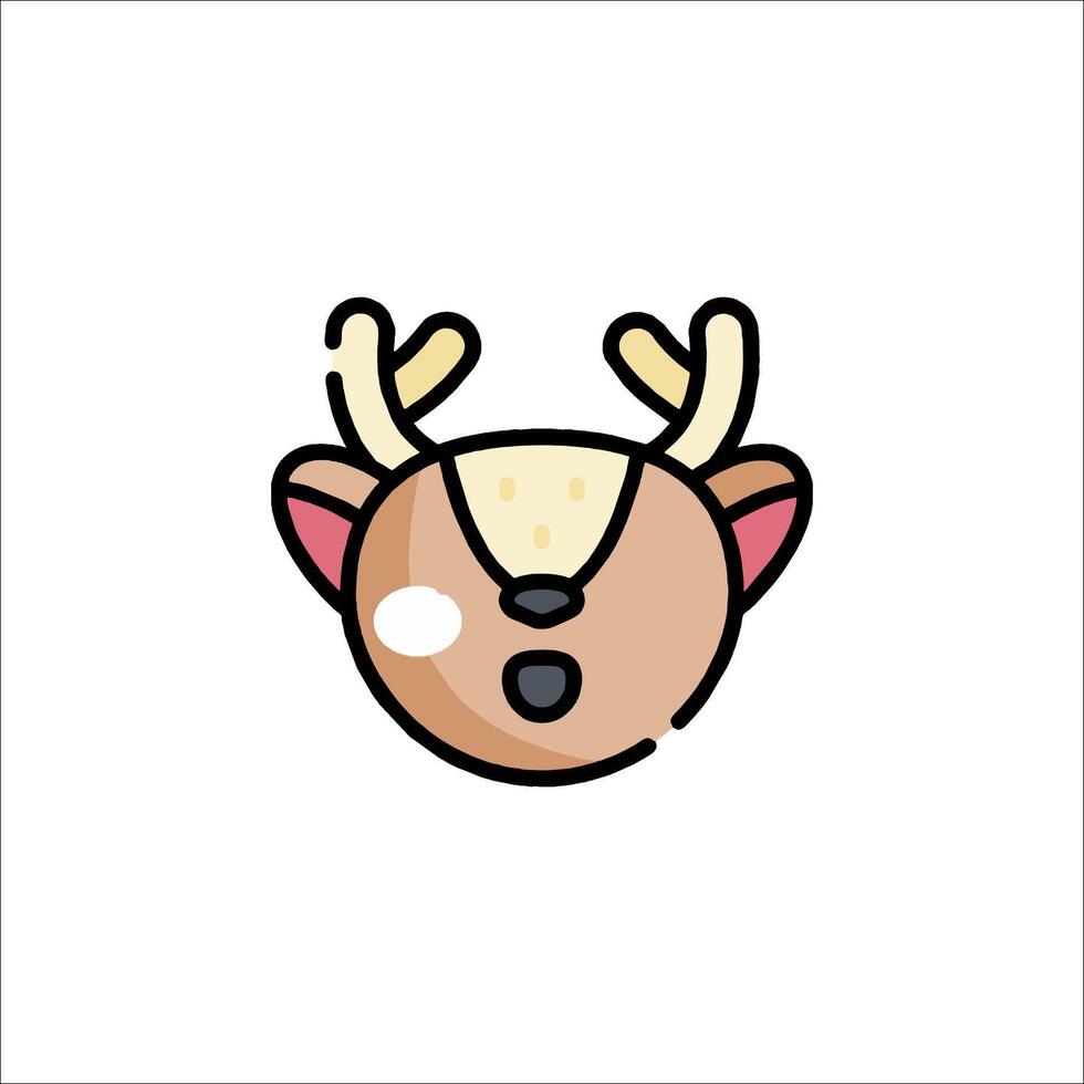 A cartoon deer head with horns and antlers vector