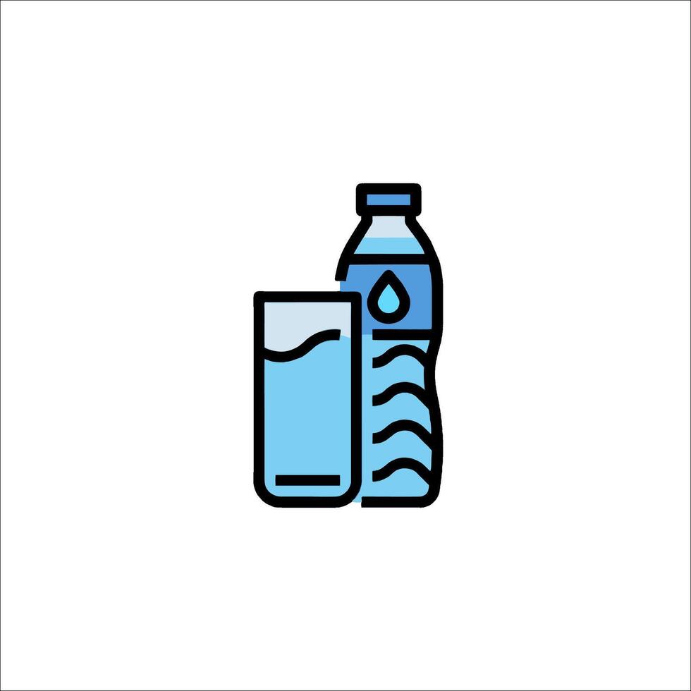 Water bottle and glass icon illustration vector