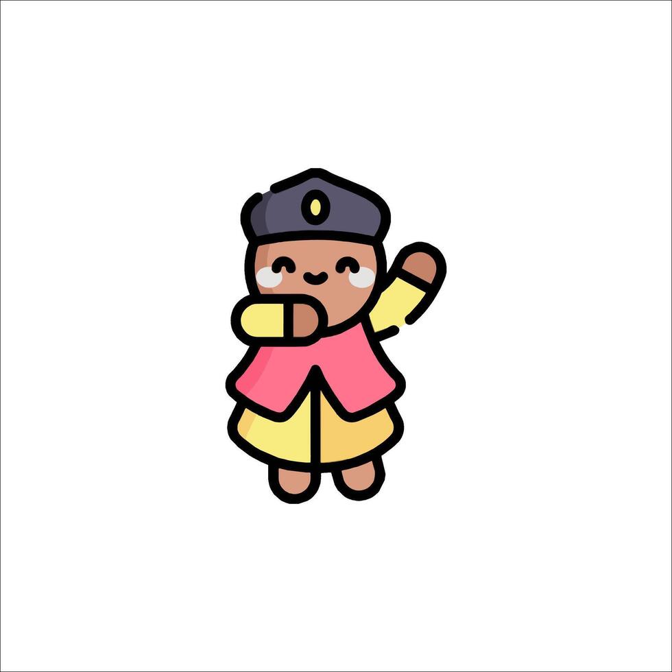A cartoon character wearing a hat and holding a flag vector