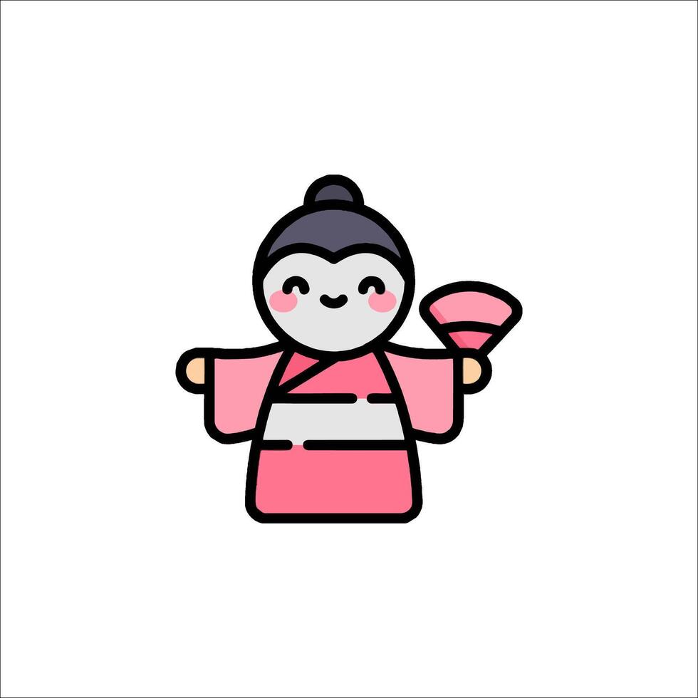 A cartoon character holding a fan vector