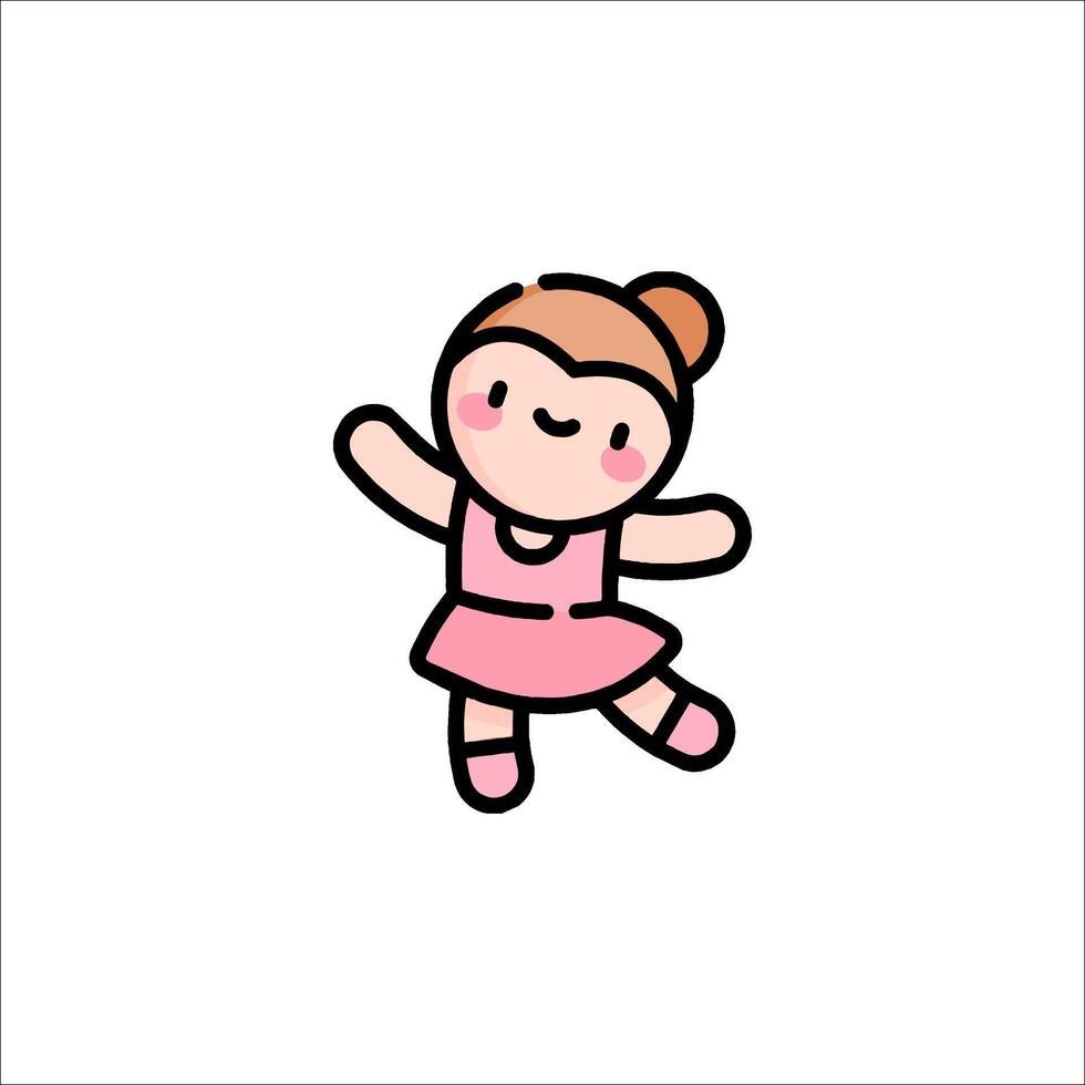 A cartoon girl in a pink dress dancing vector