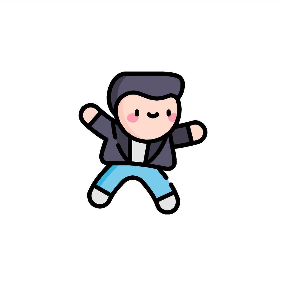 A cartoon character jumping with his hands up vector