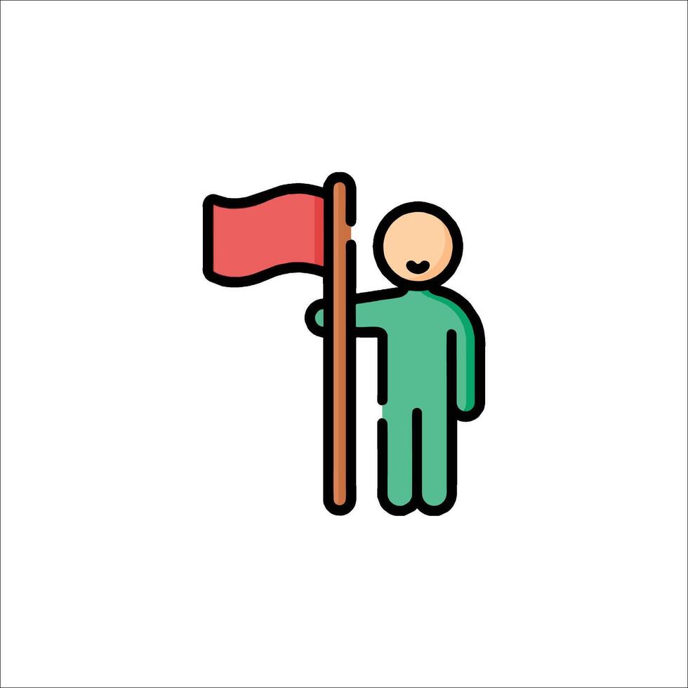 A man holding a flag icon vector