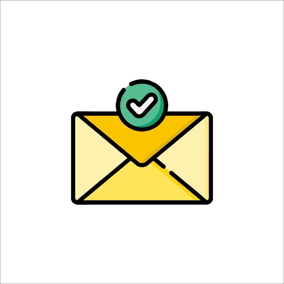 An envelope with a tick mark on it vector