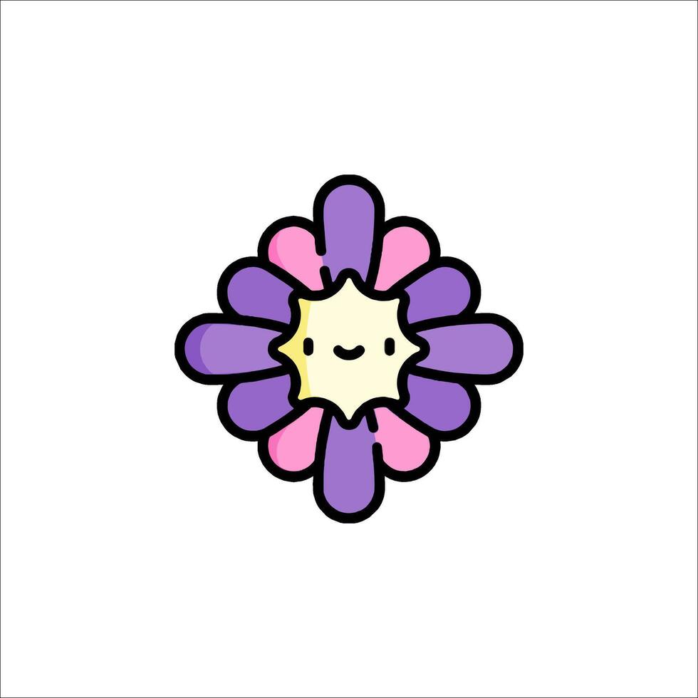A cute flower with a smiley face on it vector