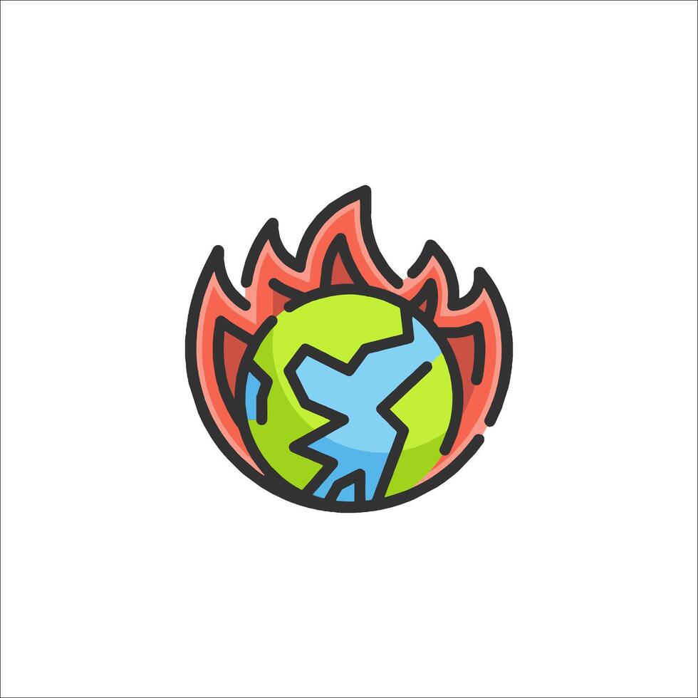 Earth burning icon illustration vector