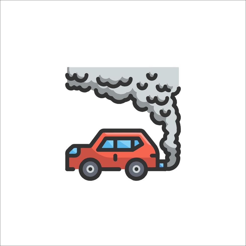 Car with smoke coming out of the exhaust illustration vector
