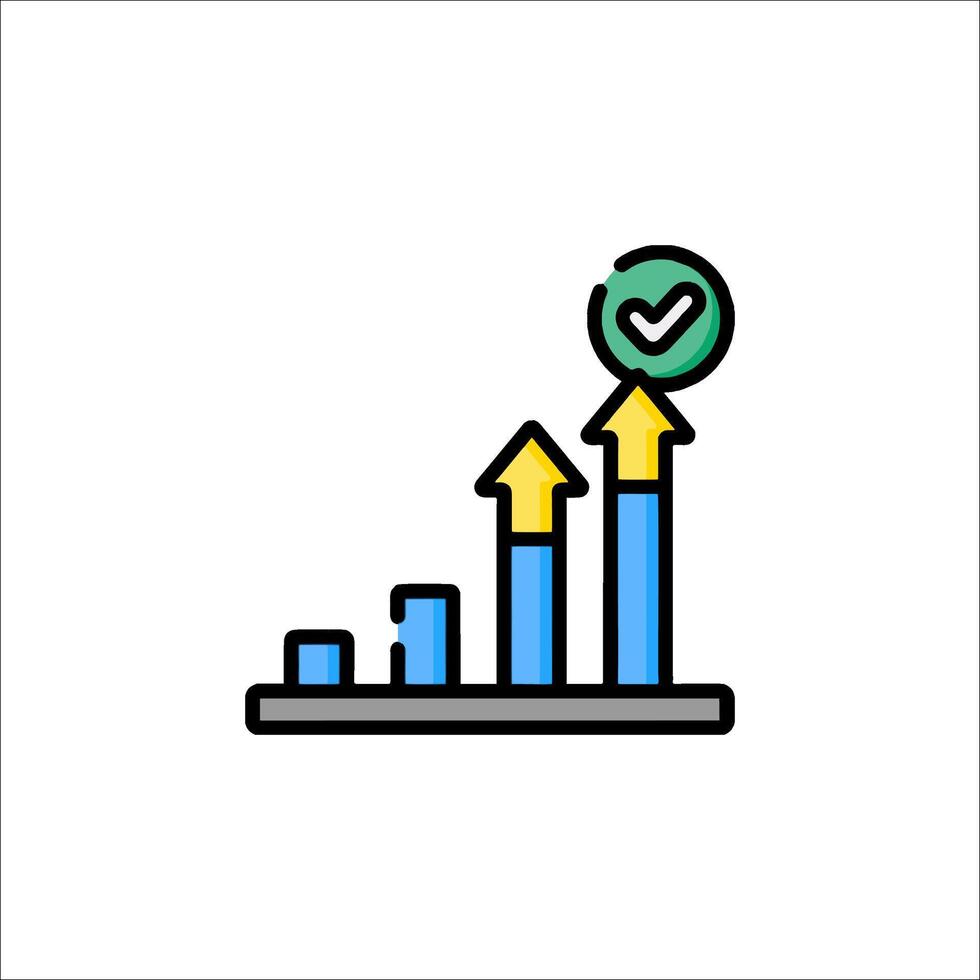 A graph with an arrow going up and a check mark vector